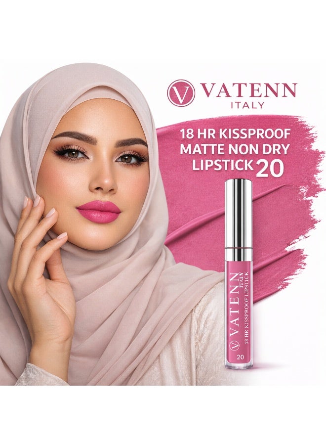 VATENN ITALY 18 Hr Kissproof Lipstick 20 Matte liquid lipstick, Lead-Free ,No Dry Feel, Weightless Feel, Vinyl Ink Kissproof /Lip Lingerie Transfer-Proof, All Day Wear. - Image 2